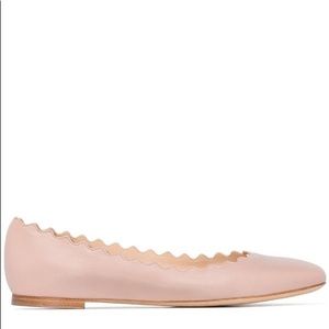 Chloe Lauren Scallop Trim Leather Flats Size 8.5